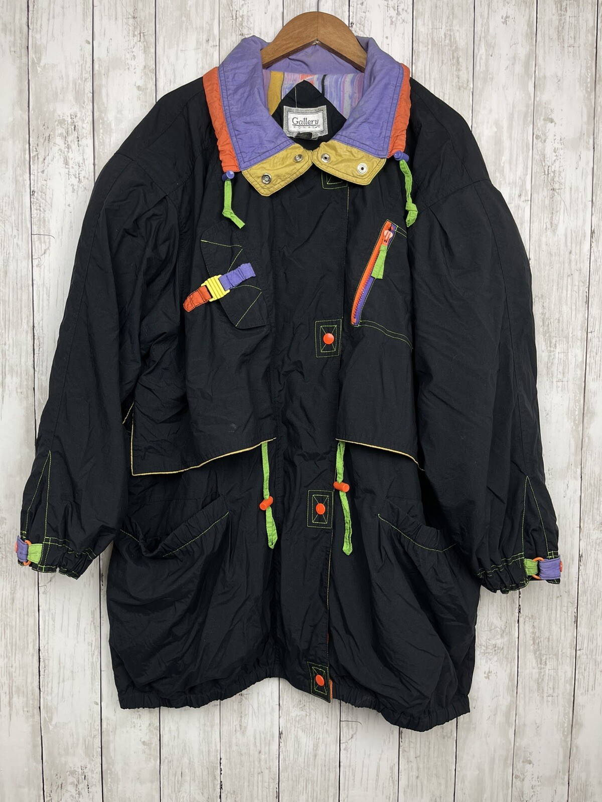 Vtg Gallery 80’s-90’s Retro Neon Winter Down Ski Jacket Women’s Size 1X (14-16)