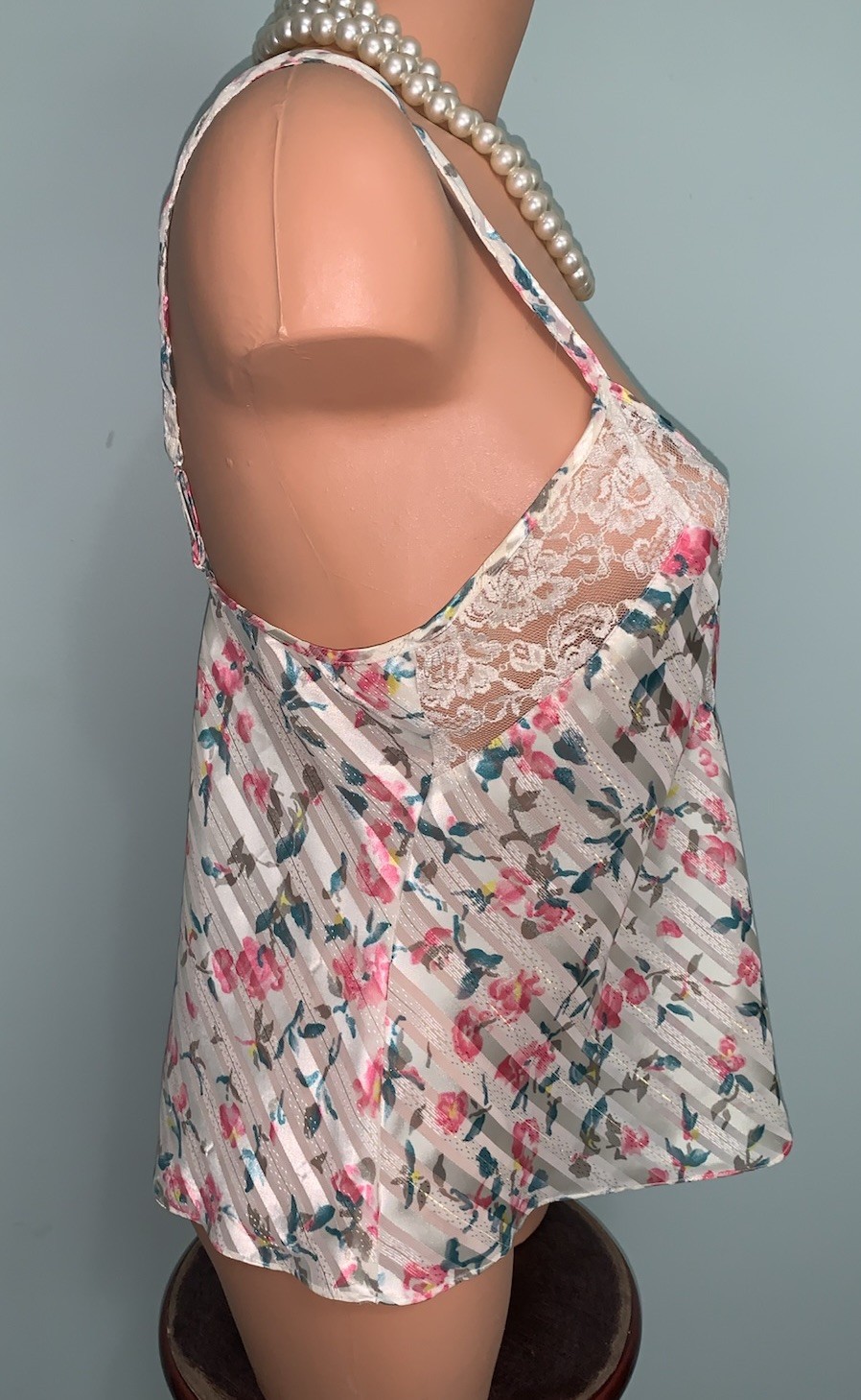 VTG Shiny Satin & Chiffon Camisole Cami Top Nylon 36 38 M