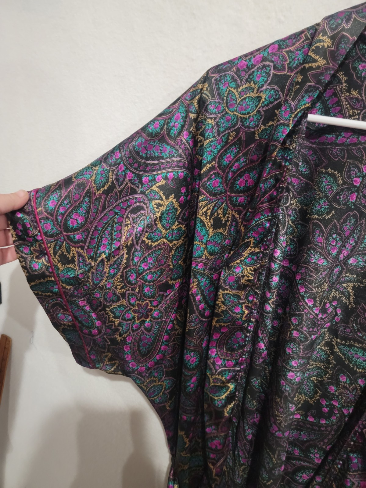 Vintage Circa 2000 Paisley Robe Camisole Set 2XL Made in USA Satin Lingerie 2pc