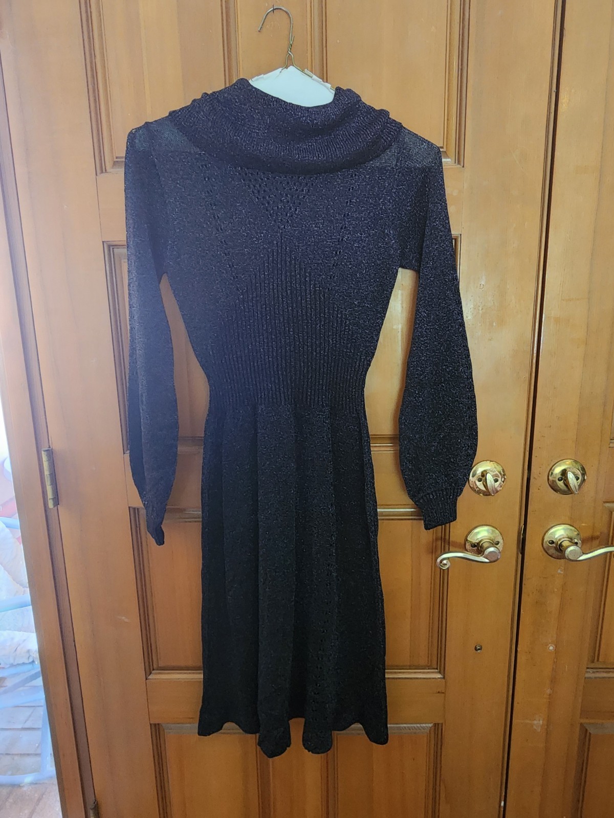 Vintage 1970’s Wenjilli Metallic Black Sparkly Maxi Dress