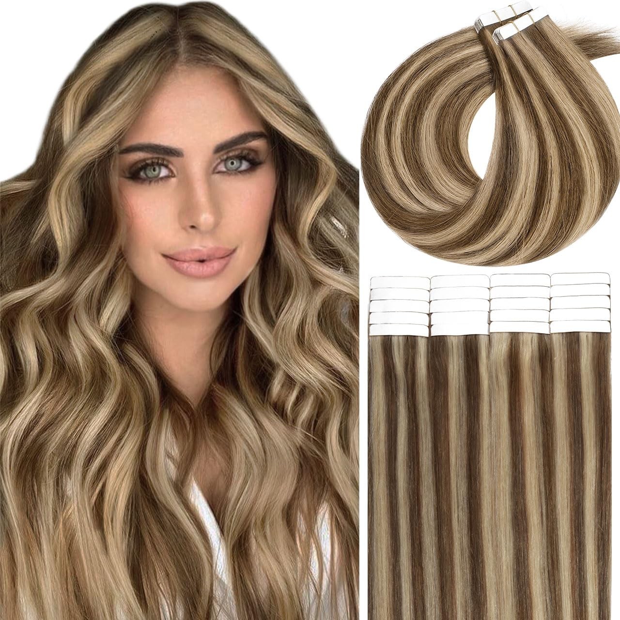 Lacer 20″ Remy Tape-in Human Hair Extensions Chocolate Brown to Light