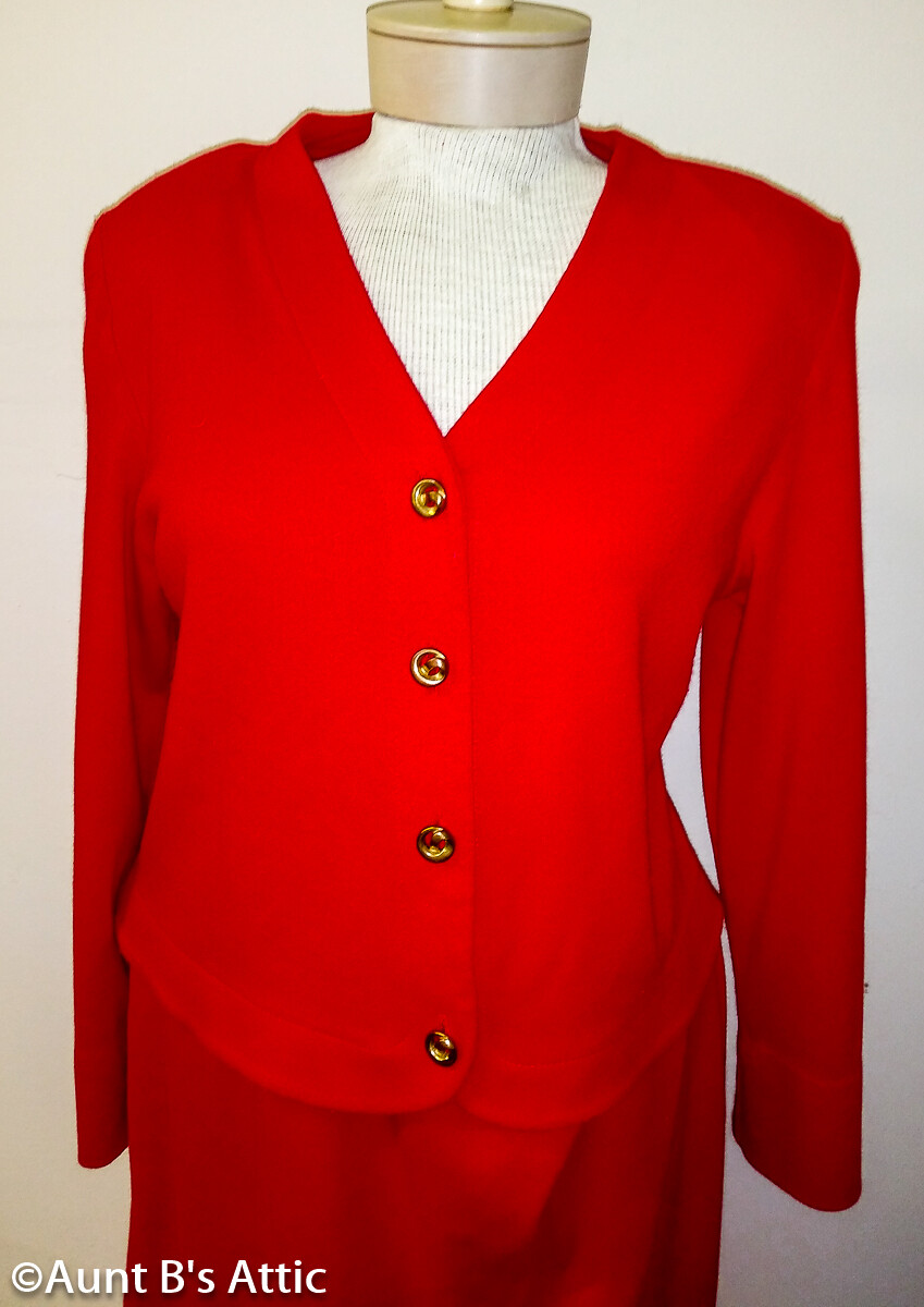 Suit Ladies Vintage 80’s Classic Red 2Pc Robbie Sport Jacket & Skirt Medium