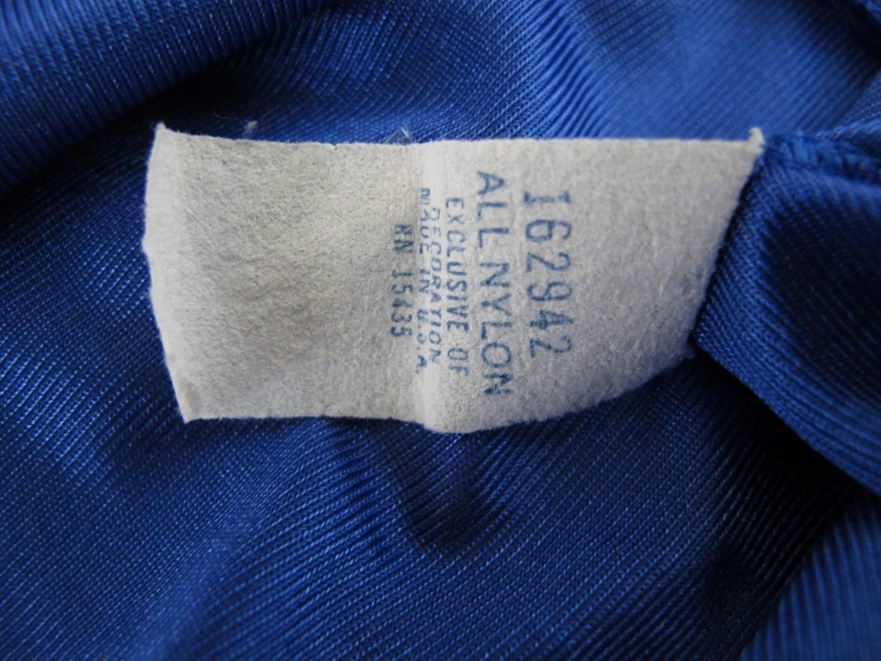 Vintage Gilead Long Silky Nylon Robe w Lace Insertion S Tie Belt Royal Blue