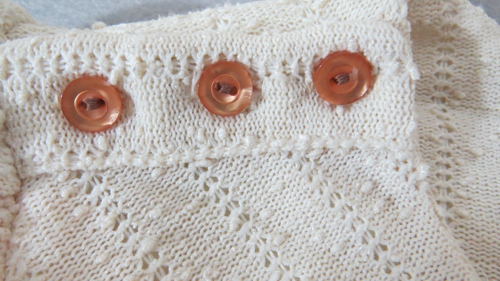 Retro 1970s Sally Lou Cotton Blend Pointelle Bobble Knit Dress Women’s Size 14