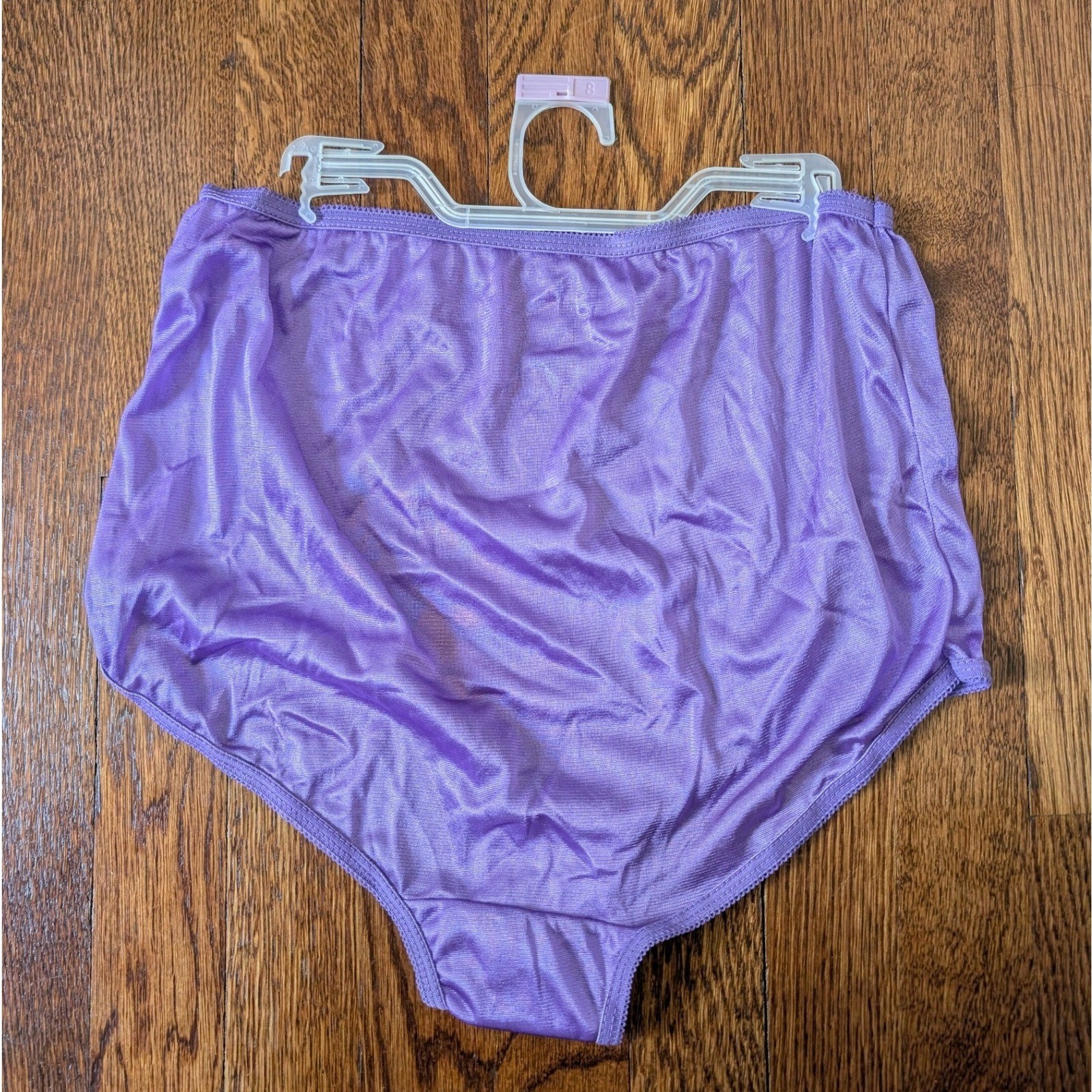 NEW Vtg Panties Purple High Waist Full Brief Nylon Picot Trim Women Size 8