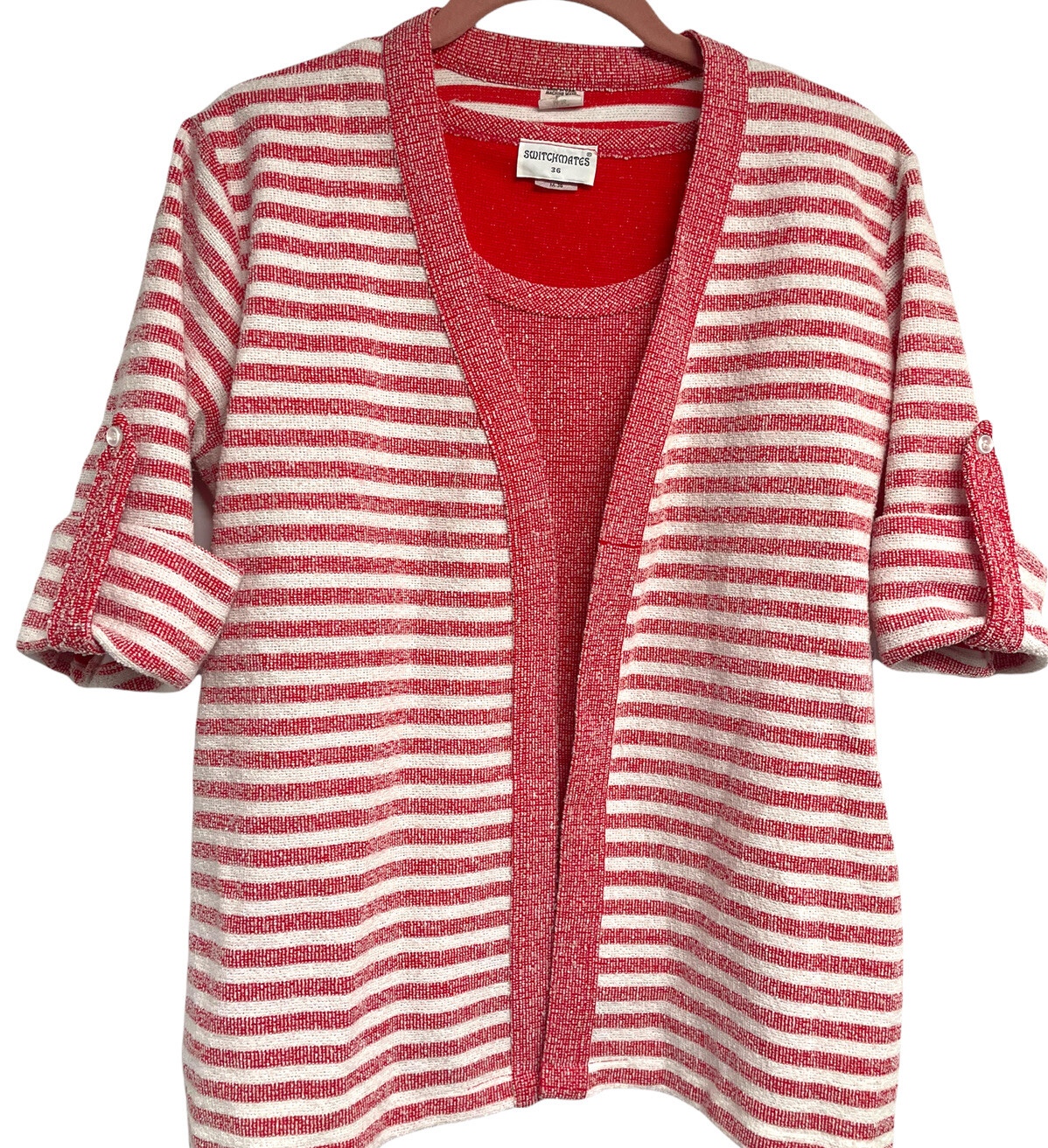 Vintage Switchmates Women’s Tank Cardigan Twin Set Polyester Terrycloth Sz M