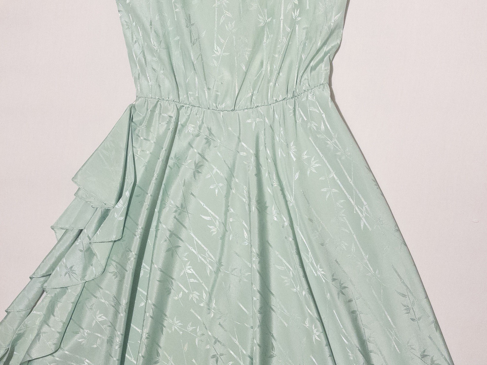 1950’s Handmade Mint Pale Blue Seafoam Green Flare Ruffle Day Dress