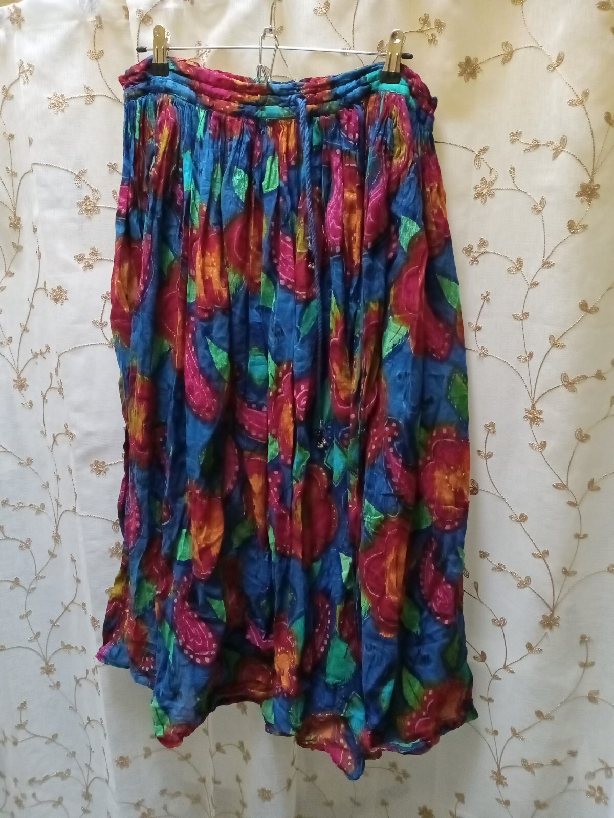 Vintage KVM Jasmine Boho Hippy Earthy Peasant Maxi Drawstring Skirt Free Size