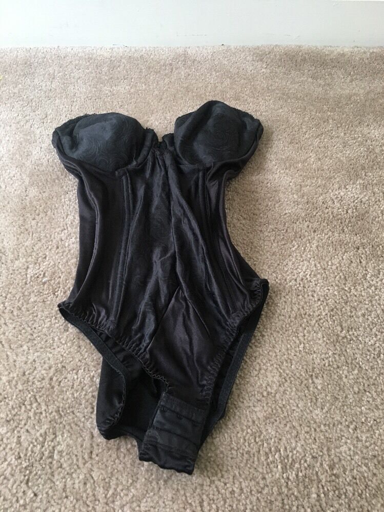 Vtg Sophistique by Smoothie Women’s Black Snap Crotch Teddy Strapless Size 34C