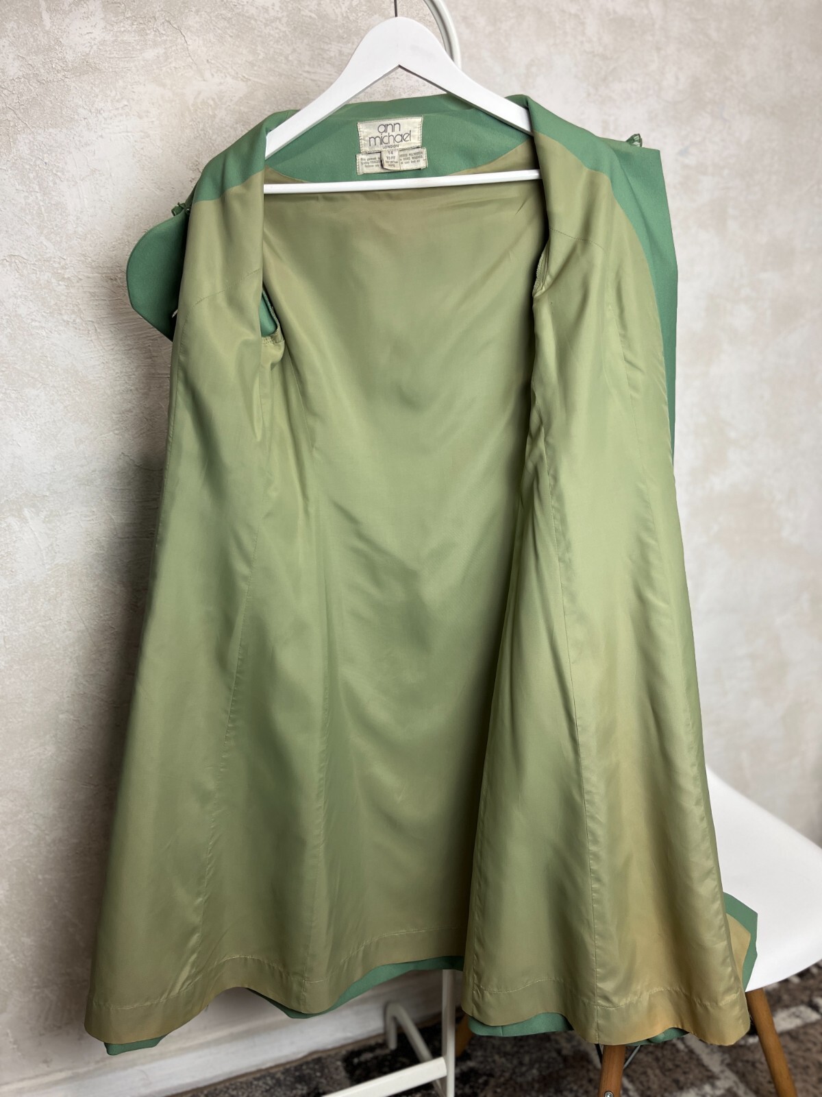 Vintage 60s/70s Ann Michael London Designer Dress Green size UK 14 US 12 M