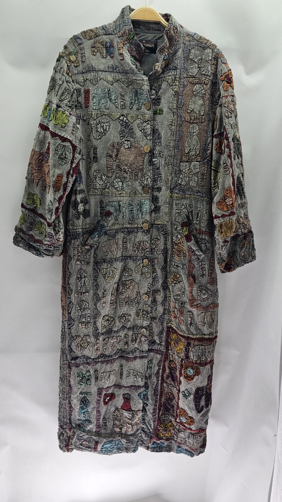 Pre – Owned Sacred Threads Women Size M/ L Multicolor Patchwork Cotton Coat