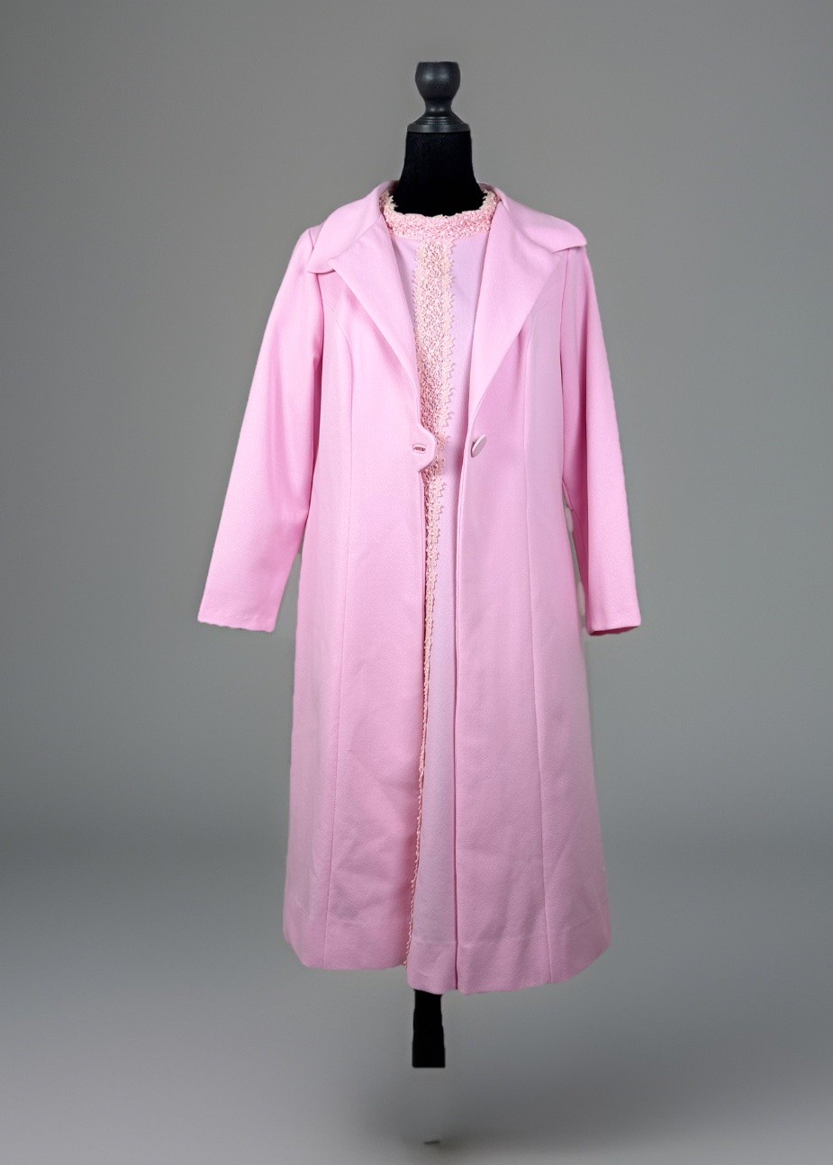 Vintage 1960s Alfred Werber Pink Coat Dress Set No Size Tag
