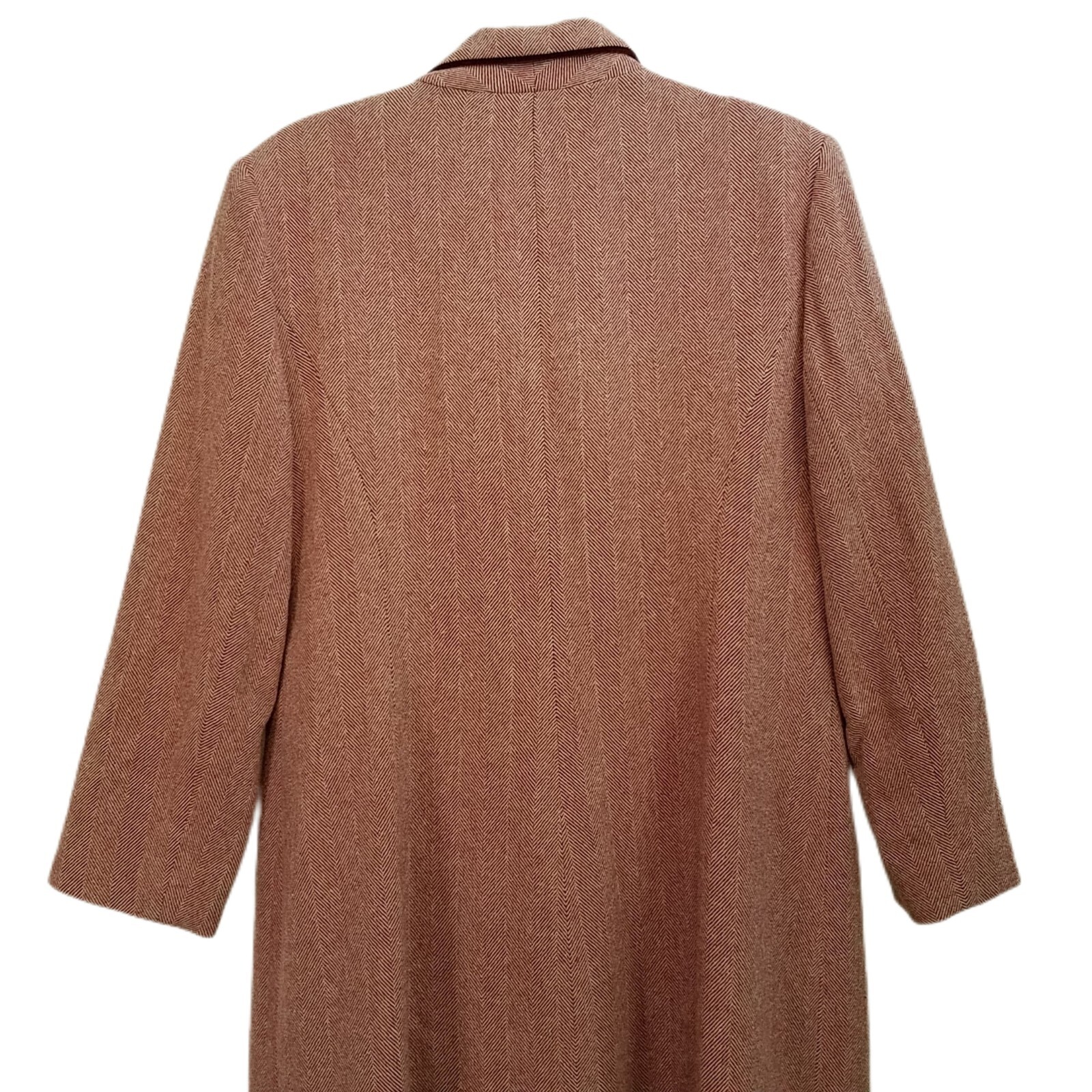 Vintage 1980s Red Chevron Pattern Floor Length Wool/Camel Hair Button Up Coat 12