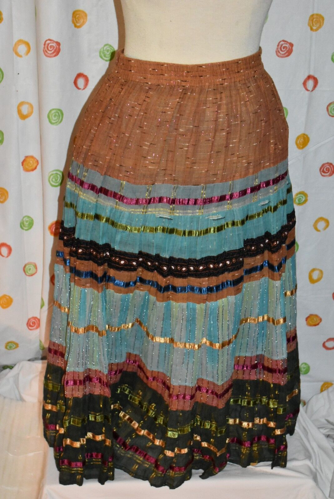 Vintage 1990’s COLDWATER CREEK Women’s PM Medium multi color Skirt BOHO EUC