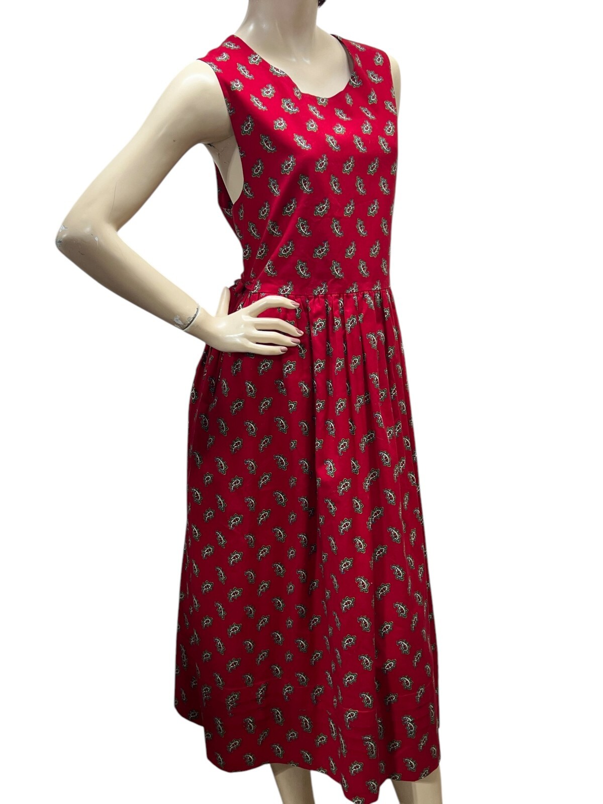 EUC Vtg 90s Sz L Dress Vera Bradley Red Paisley Jumper Cottage Core Prairie USA
