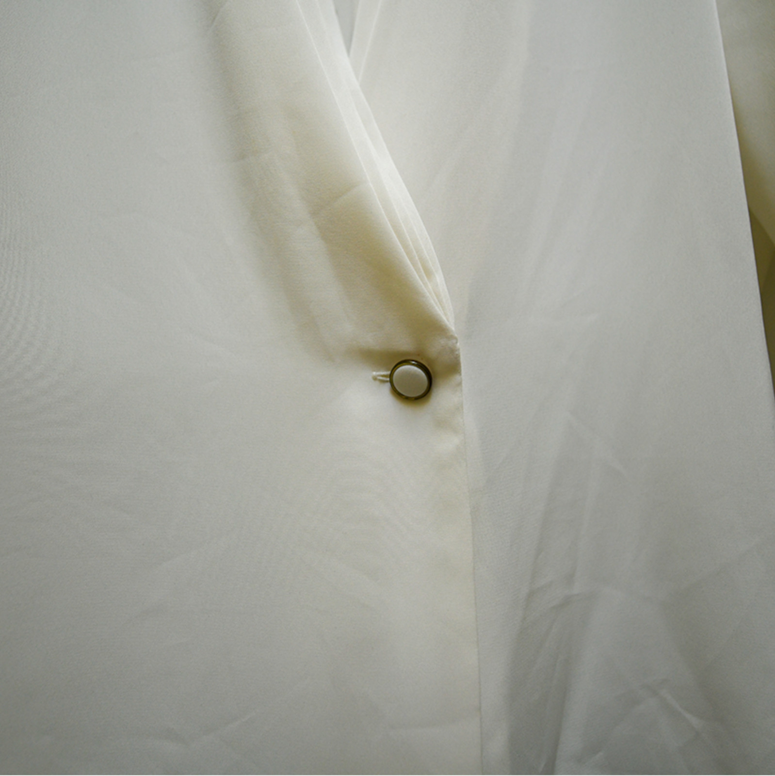 VTG 80s Antonella Cream Crossover V Neck Blouse Shawl Collar Minimalist 11/12