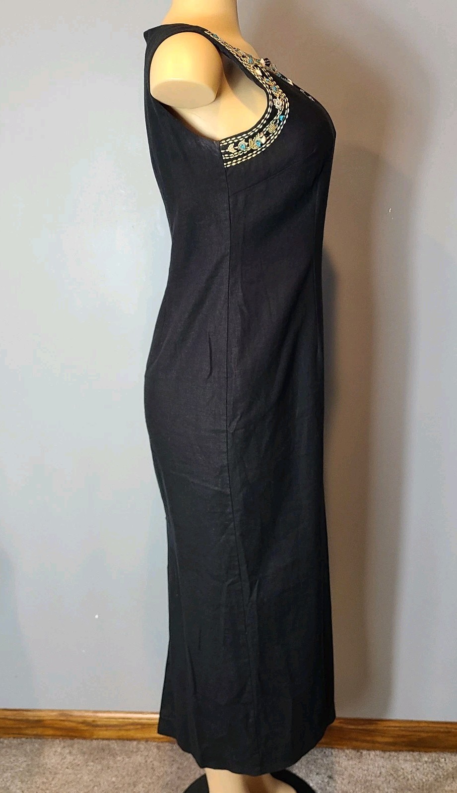 VTG Jessica Howard Dress Sz 8 Linen Seashell Embroidered Nautical Resort Cruise