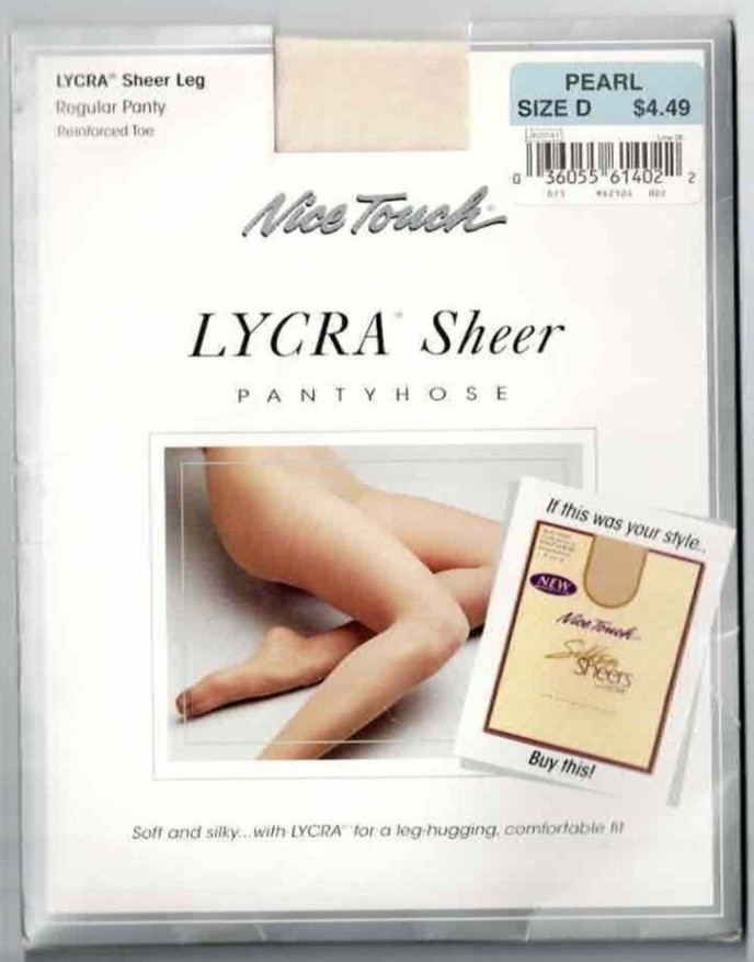 Stockings Pantyhose Sears Nice Touch Lycra Sheer Pearl Size D Regular Unopened