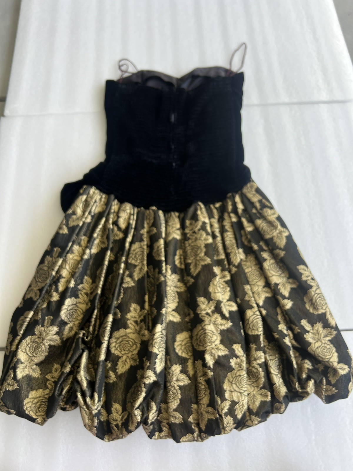 Positively Ellyn Bubble Dress Sz 12 Prom Party Velvet Gold Metallic Vtg 80’s/90s