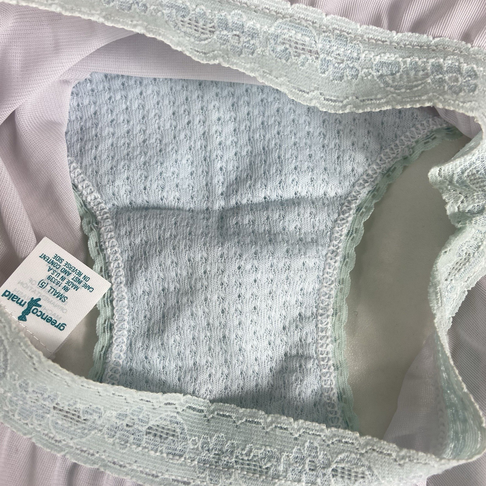 Vintage Greenco Maid USA Size 5 Panty Baby Blue Nylon Sissy Granny Mushroom