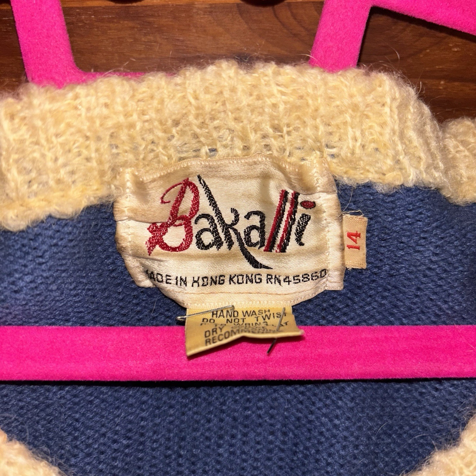 Vintage 70’s Bakalli Blue And Cream Wool Sweater
