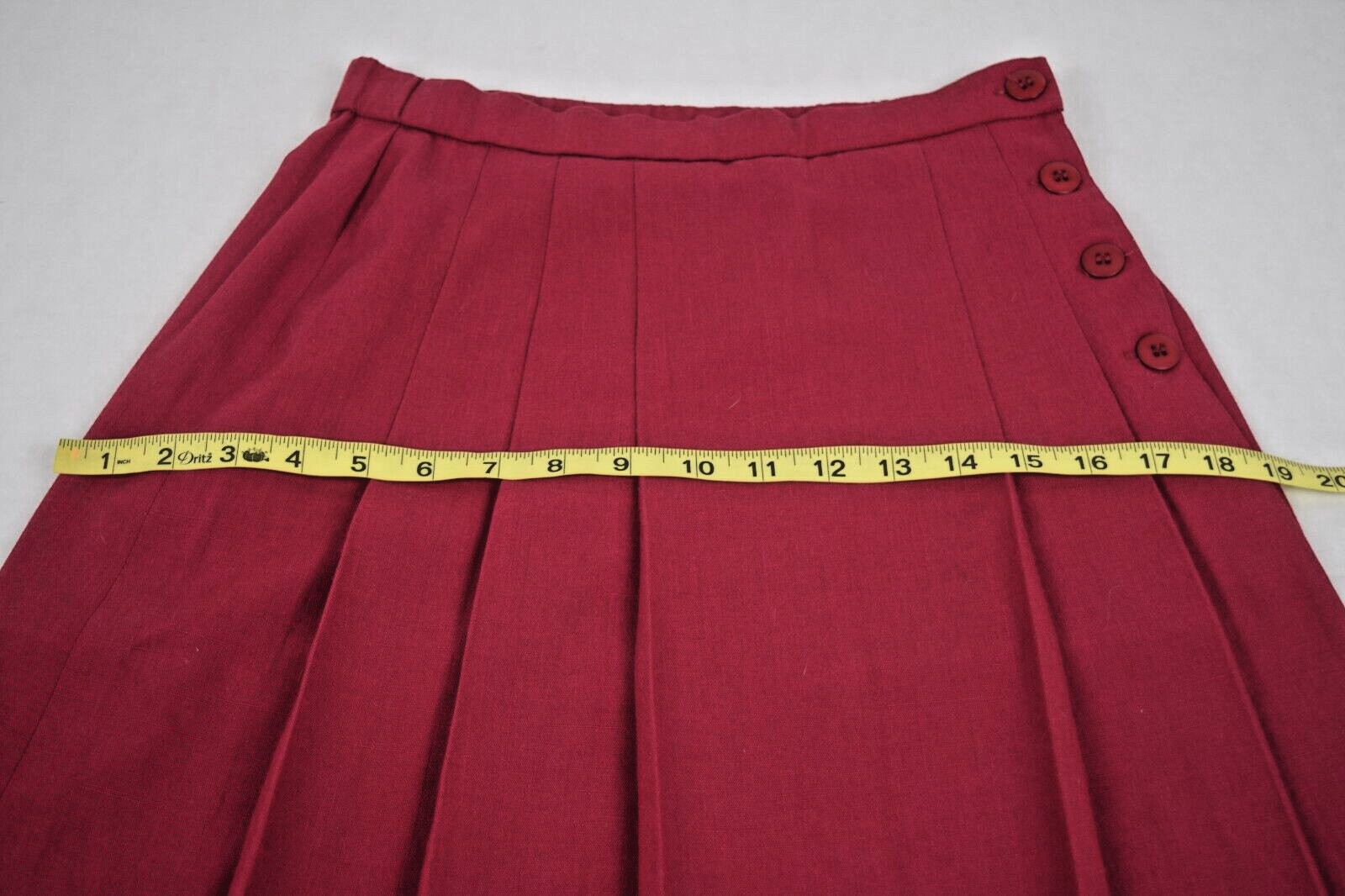 Vintage Pleated Skirt Size S/M60s Burgundy Red Poly Wool Blend Lined Mod GoGo