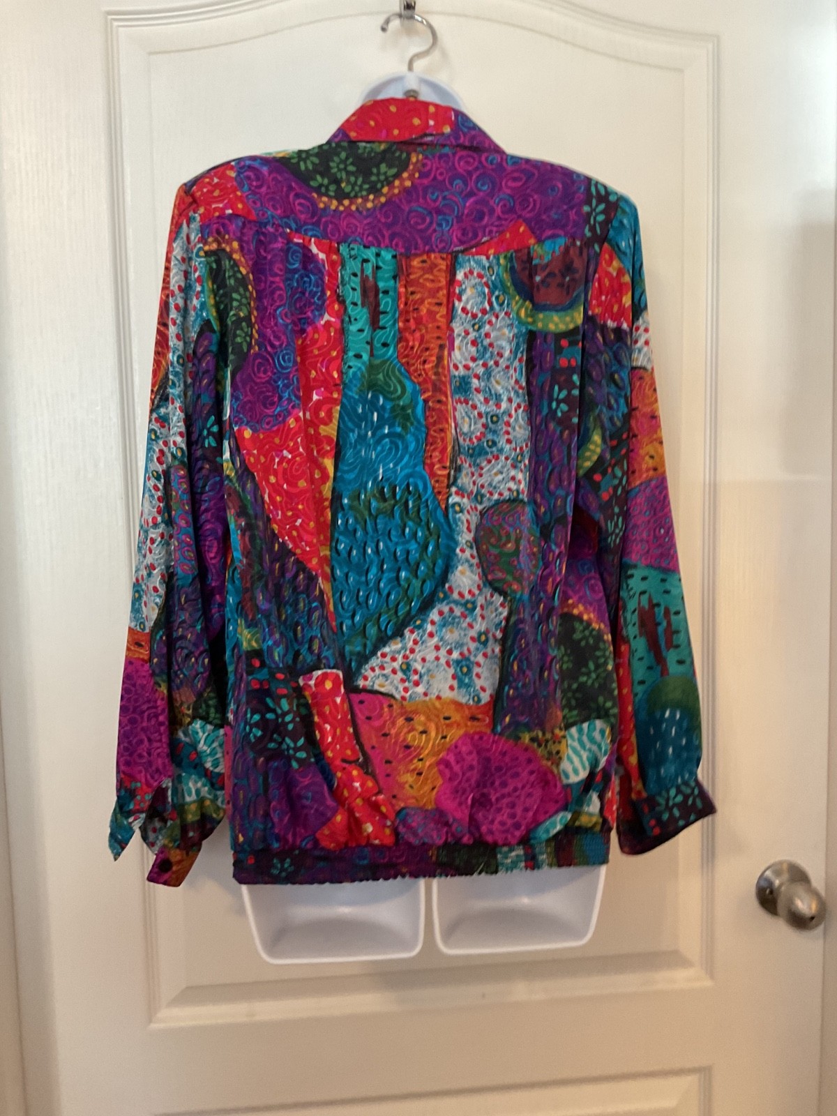 Vintage Da-Rue Of California Colorful Long Sleeve Elastic Waist Top Size 10 -B41