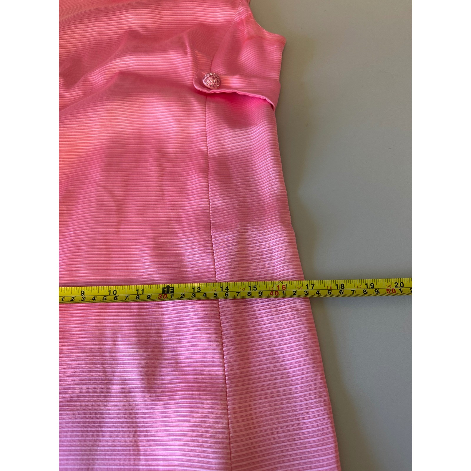Vintage 70s Pink Ribbed Mock Neck Rhinestone Button Column Gown