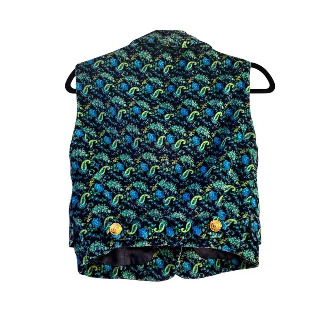 Vintage Versace Jeans Couture Cropped Baroque Paisley Vest Made Italy Rare EUC