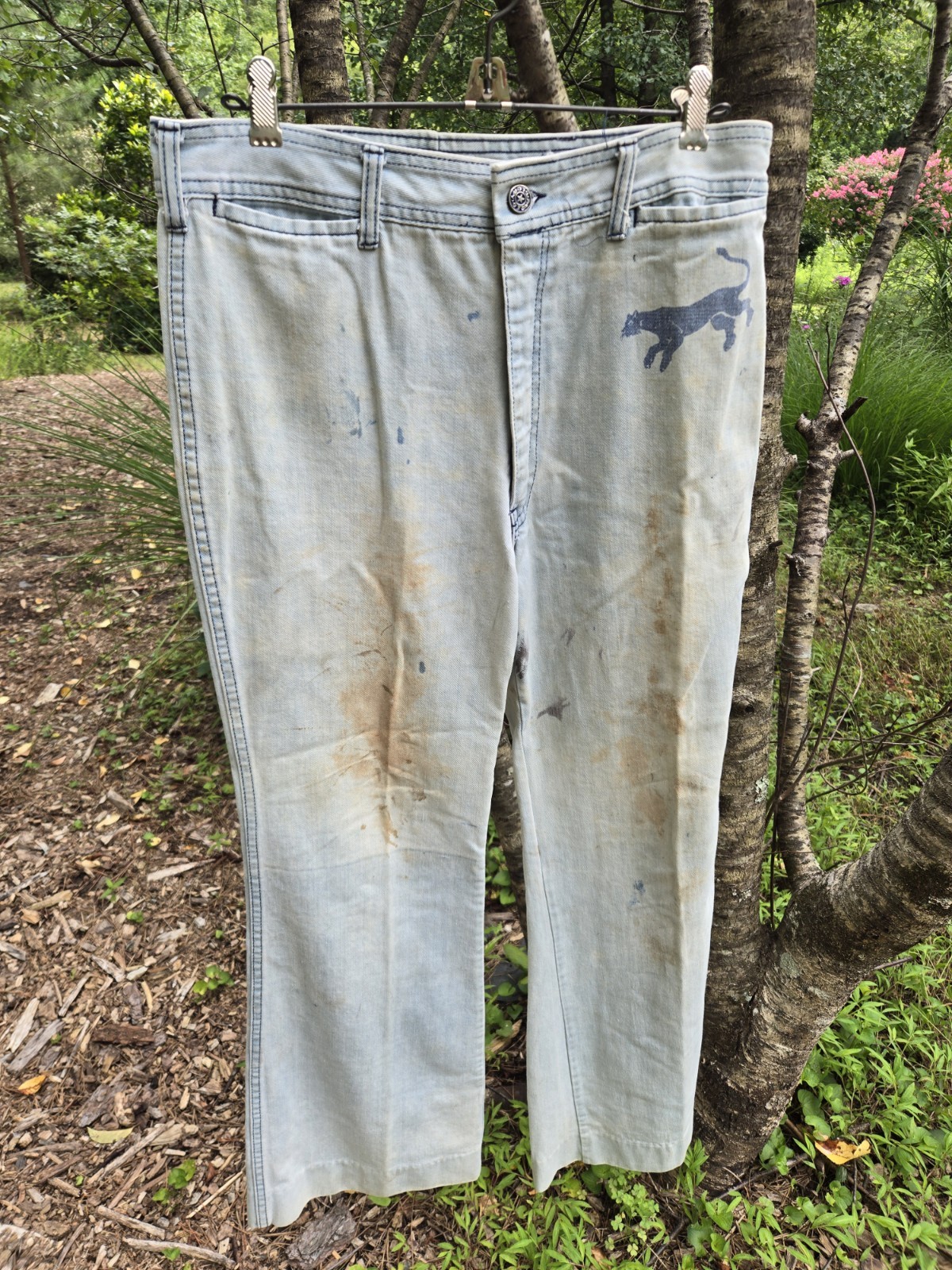 Vintage 1970s Faded Glory Bell Bottom Jeans Women’s Distressed Wildcat Denim