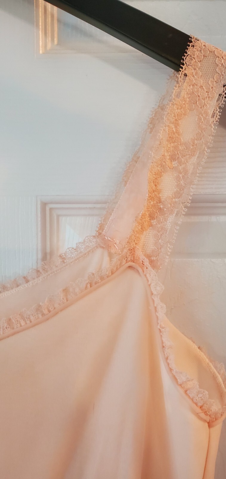 Vintage Empire Waist Nightgown Satin & Lace Pink Size 34 Gotham Gold Stripe 1950