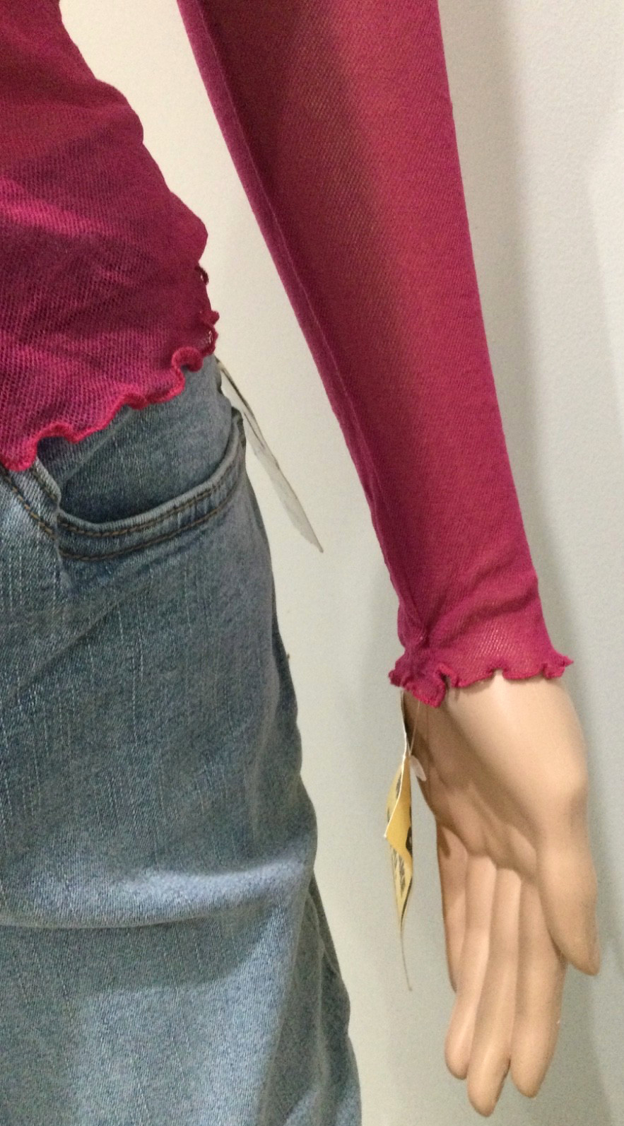 Vintage Hanky Panky NWT Sheer Mesh Cardigan Pink Button Front Lettuce Hem S Y2K