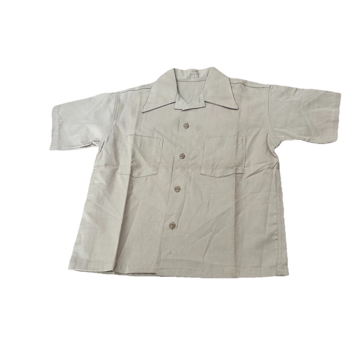 Vintage 1940s 1950s Khaki Military Utility Shirt Size 12 Youth / Women’s XS