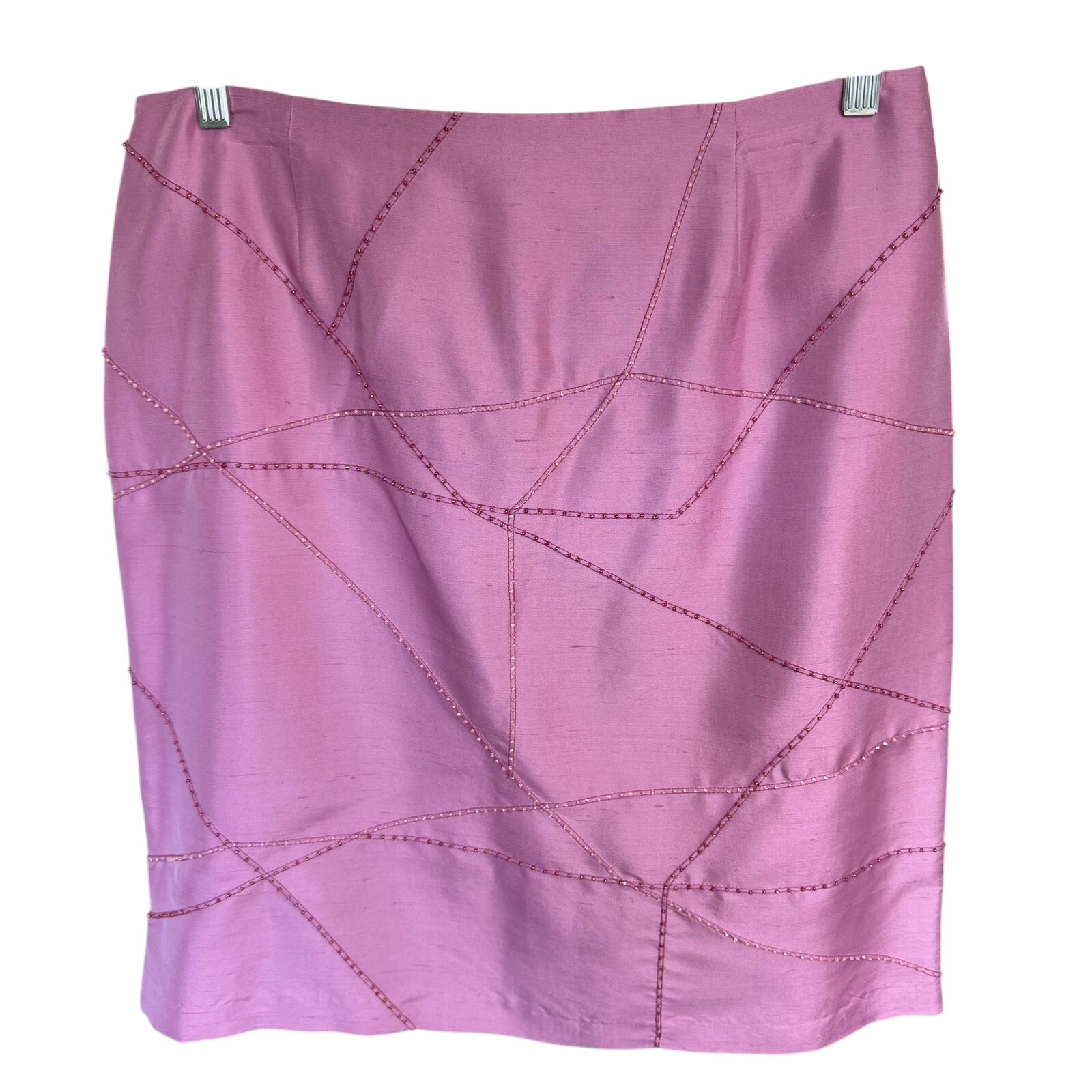 Vtg ICE Y2K 90’s Skirt Silk Pink Pencil Beads Fairy Whimsifairy Coquette NWOT