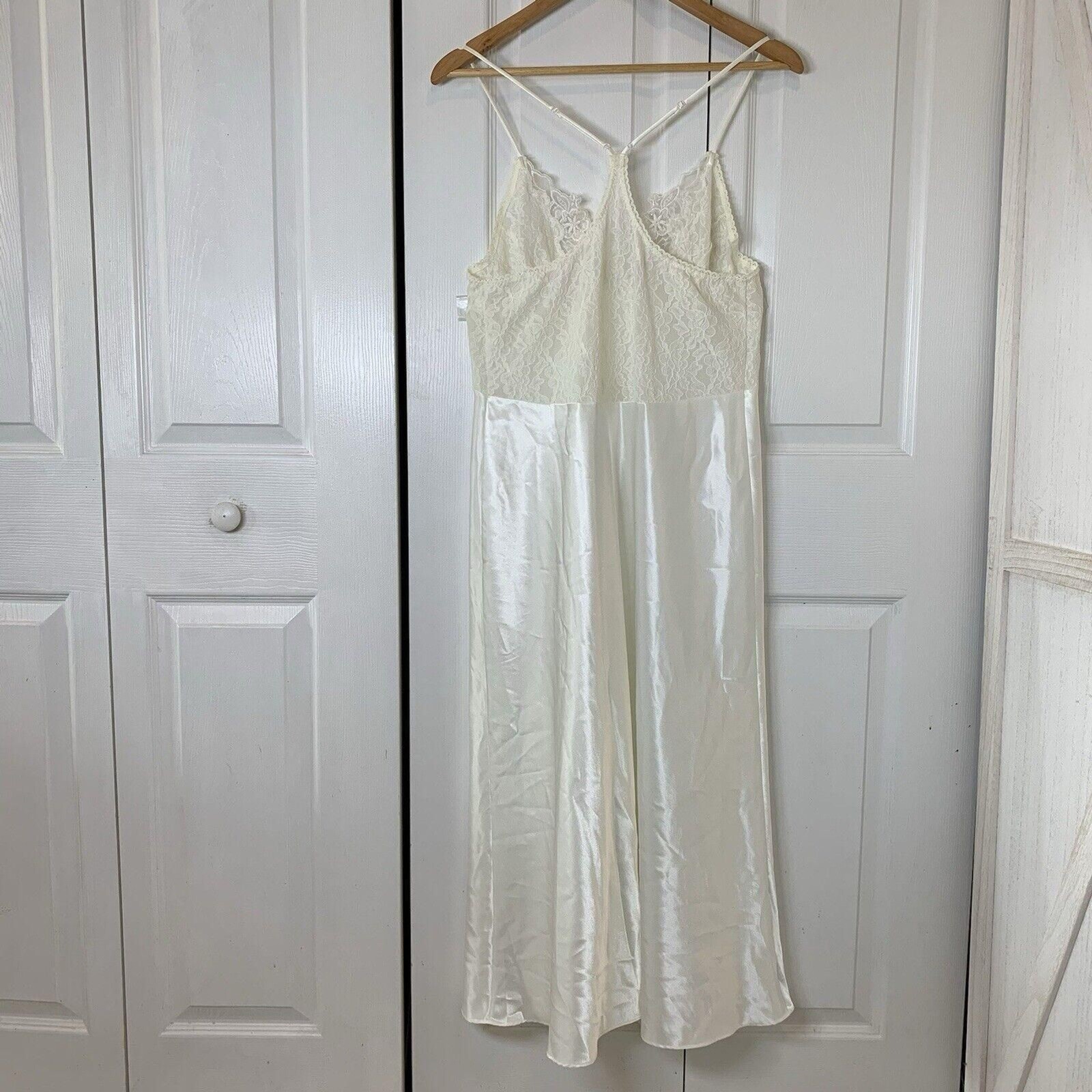 Avon Intimates 2Pc Lingerie Maxi Slip Dress Lace Pearls Sheer Topper 1X VTG 90s