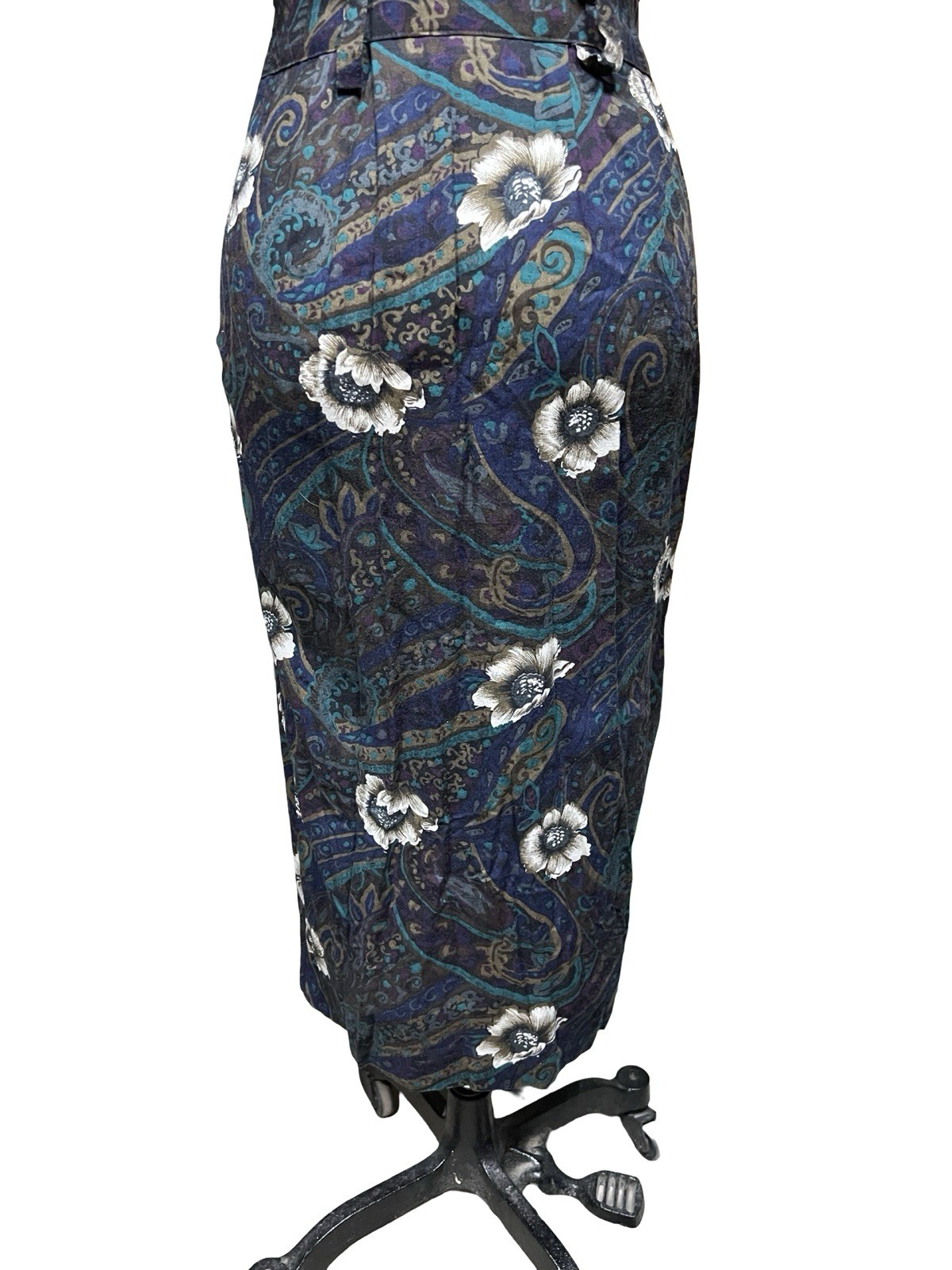 Vintage Outback Red Purple Blue Rayon Paisley Pinafore Dress Sz 4 USA