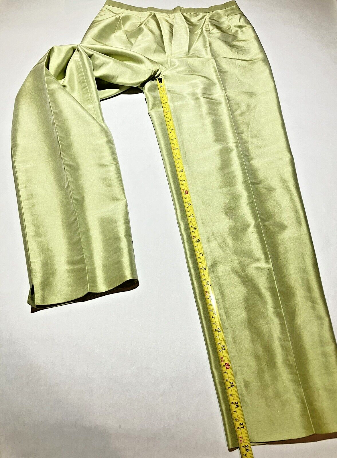 kate hill lime green shoulder pads two piece silk womens suit size 6top/4pants