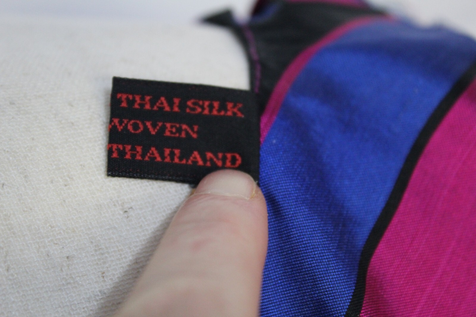 Vintage 1980s 100% Pure Thai Silk 3 Pc Suit Set Handmade Fuchsia Striped Belt