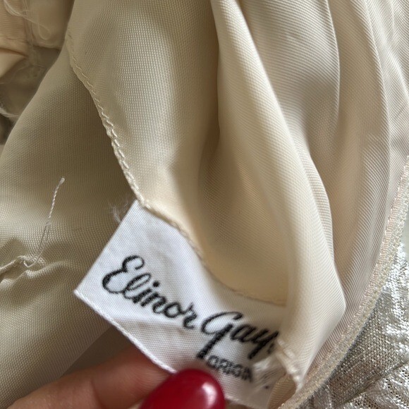 Vintage 1960’s Elinor Gay Lamé Silver / White Dress