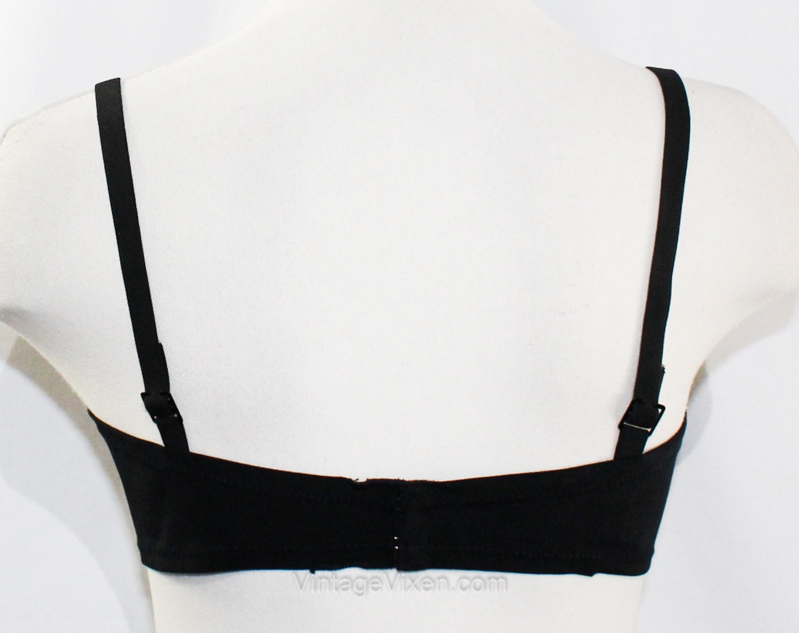 1960s Black Bra – Bond Girl Sexy Pin-Up – 36A Demi Cup Plunge Underwire Bra NOS
