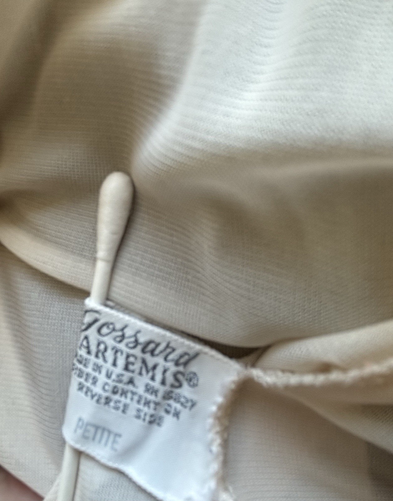 VTG Gossamer Artemis Nylon Chiffon Lace Nightgown Beige Med Petite Short 34”