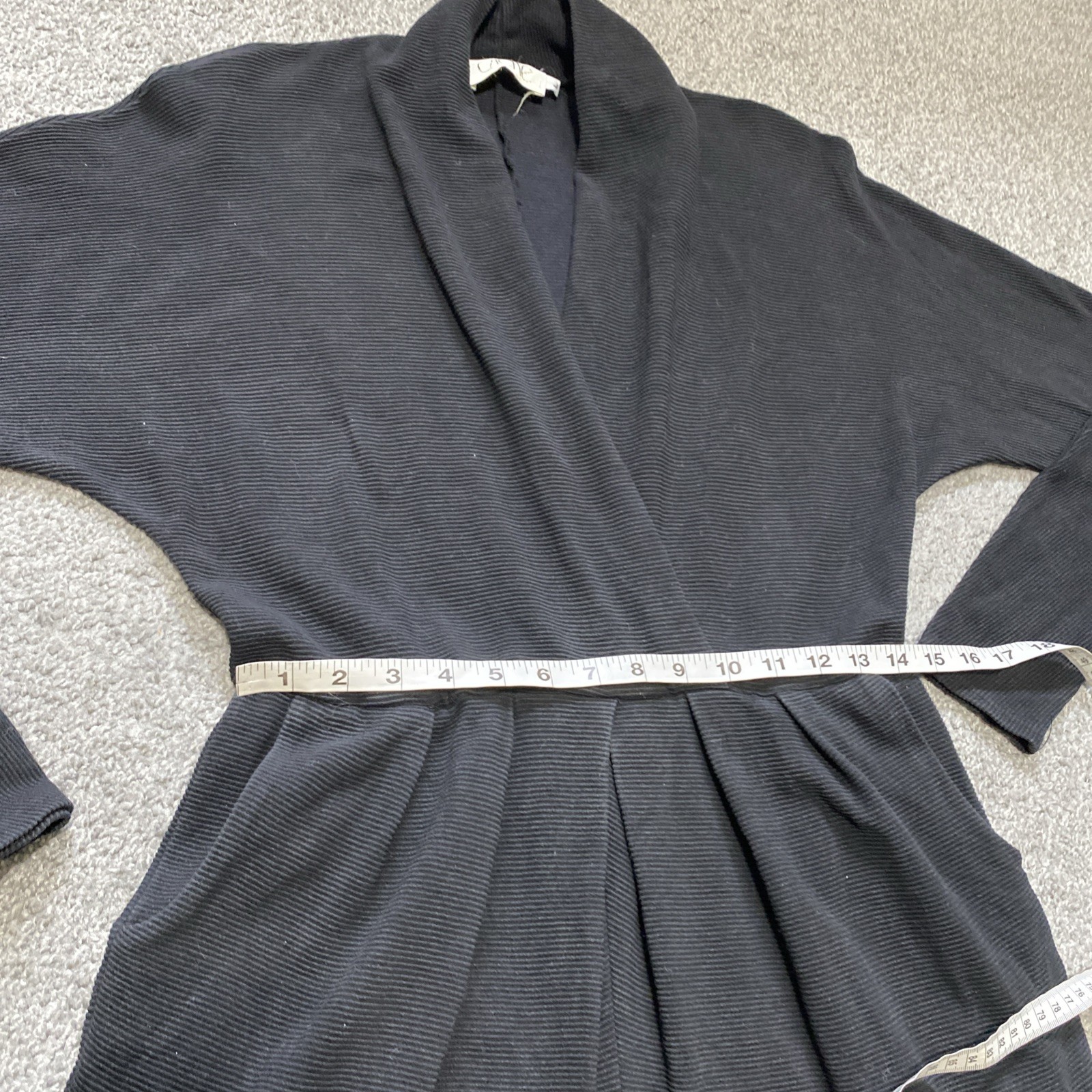 Cache VTG 80s Jumpsuit Sz M * Black Ribbed Knit Stirrups Stretch Pleated Vneck