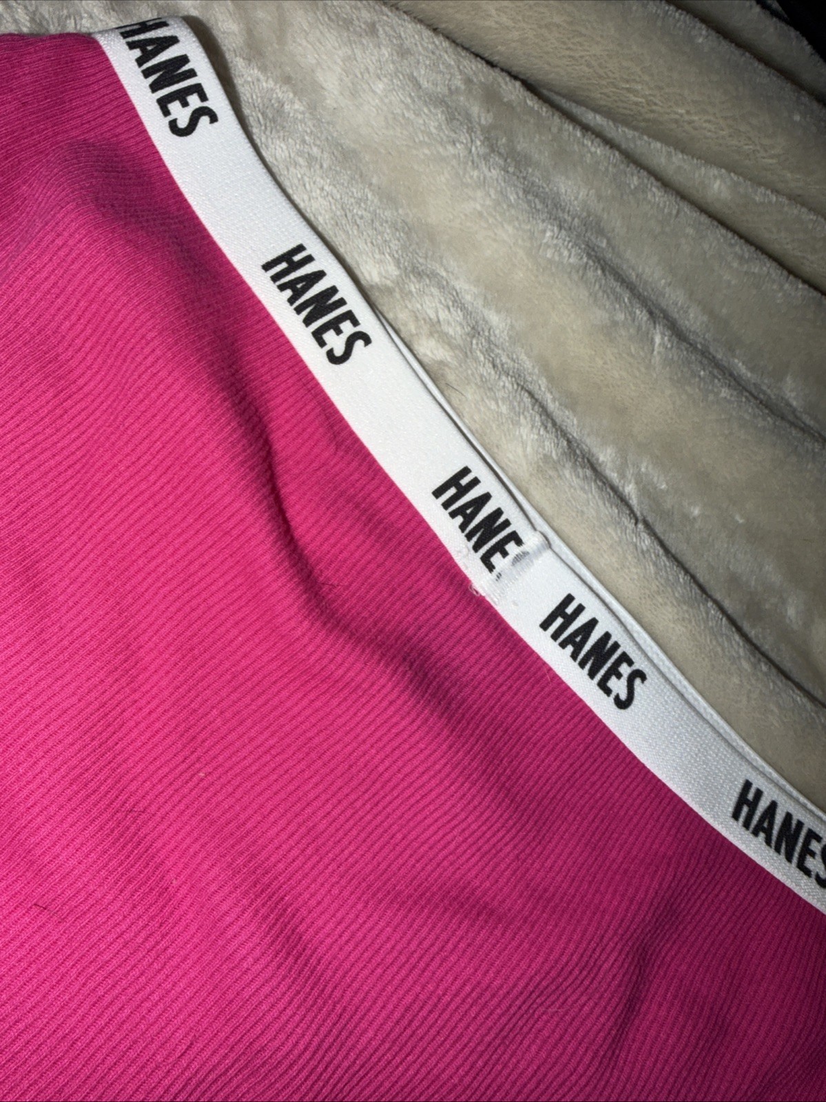 Vintage Hanes Bikini Panty Ribbed Pink Logo Band Size Cotton Polyester Size L