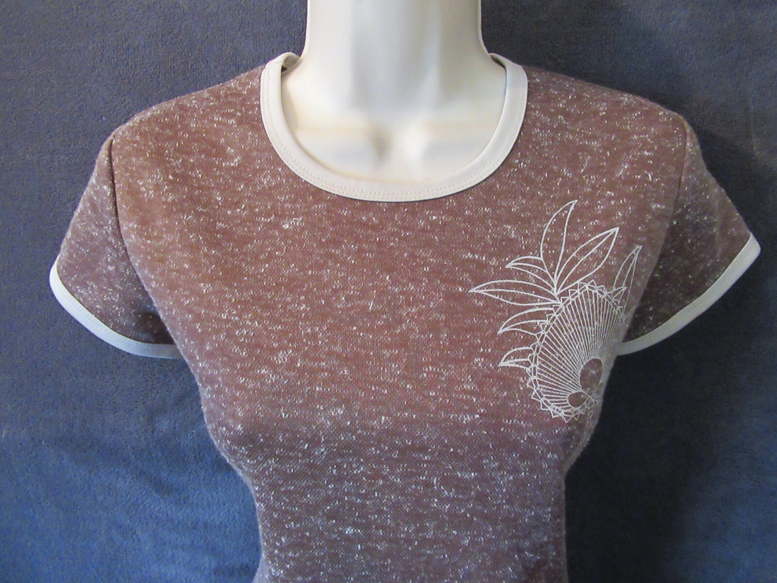 70’s Vintage Miss Shaheen California Hawaii Brown Taupe Speck Knit T Shirt Top M