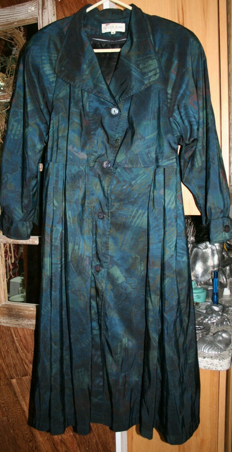 VINTAGE KRISTEN BLAKE VINTAGE 1970’S COAT ZIP OUT LINING BLUES/GREENS SIZE 8