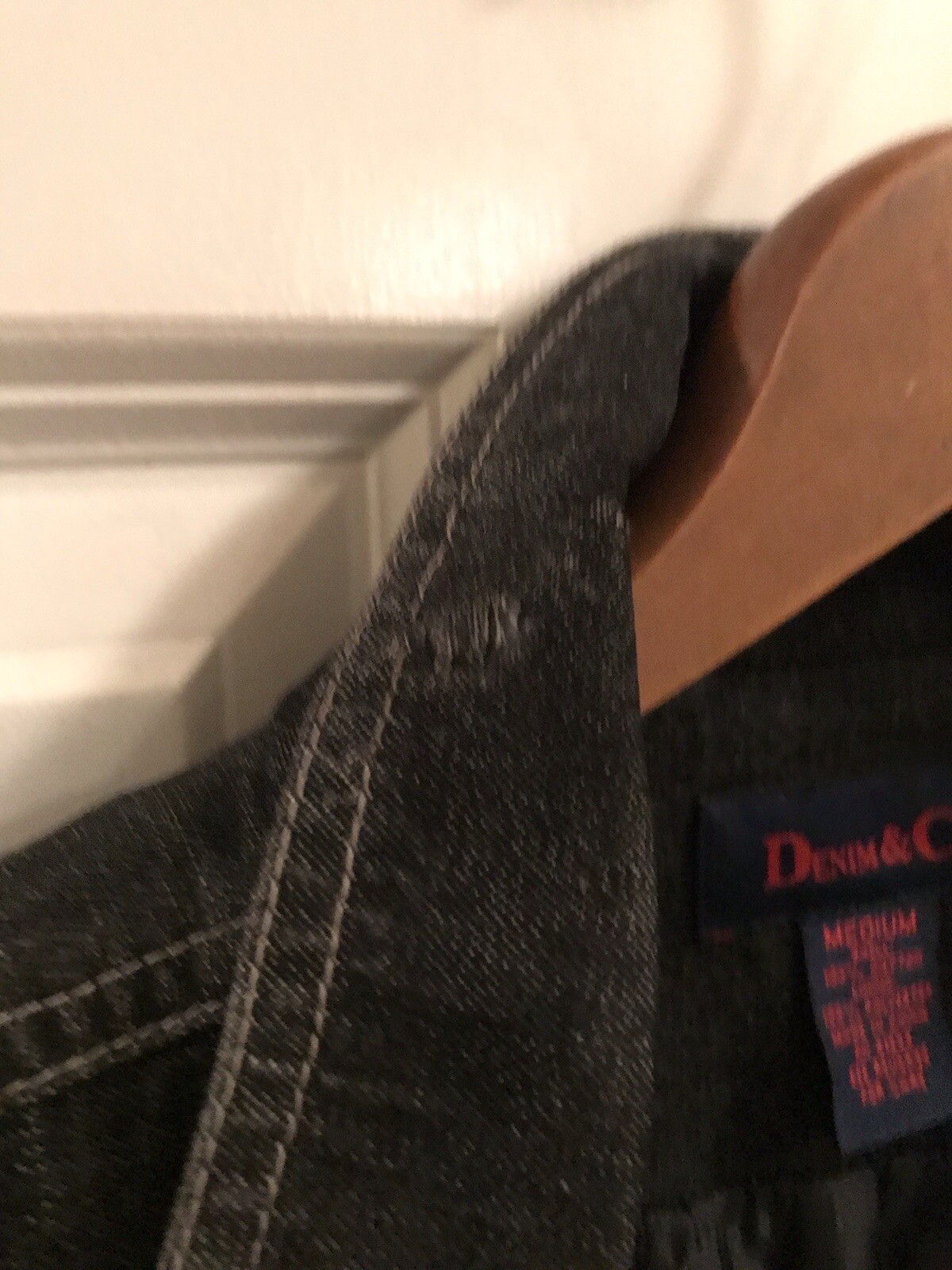 Vtg Denim & Co. Button Front Blue Blazer Jacket Lined M Shoulder Pads 80’s RARE