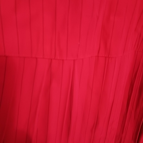 Vintage 1980’s Dress John Roberts Red Dress Med Pleated Pin Stripe Belt