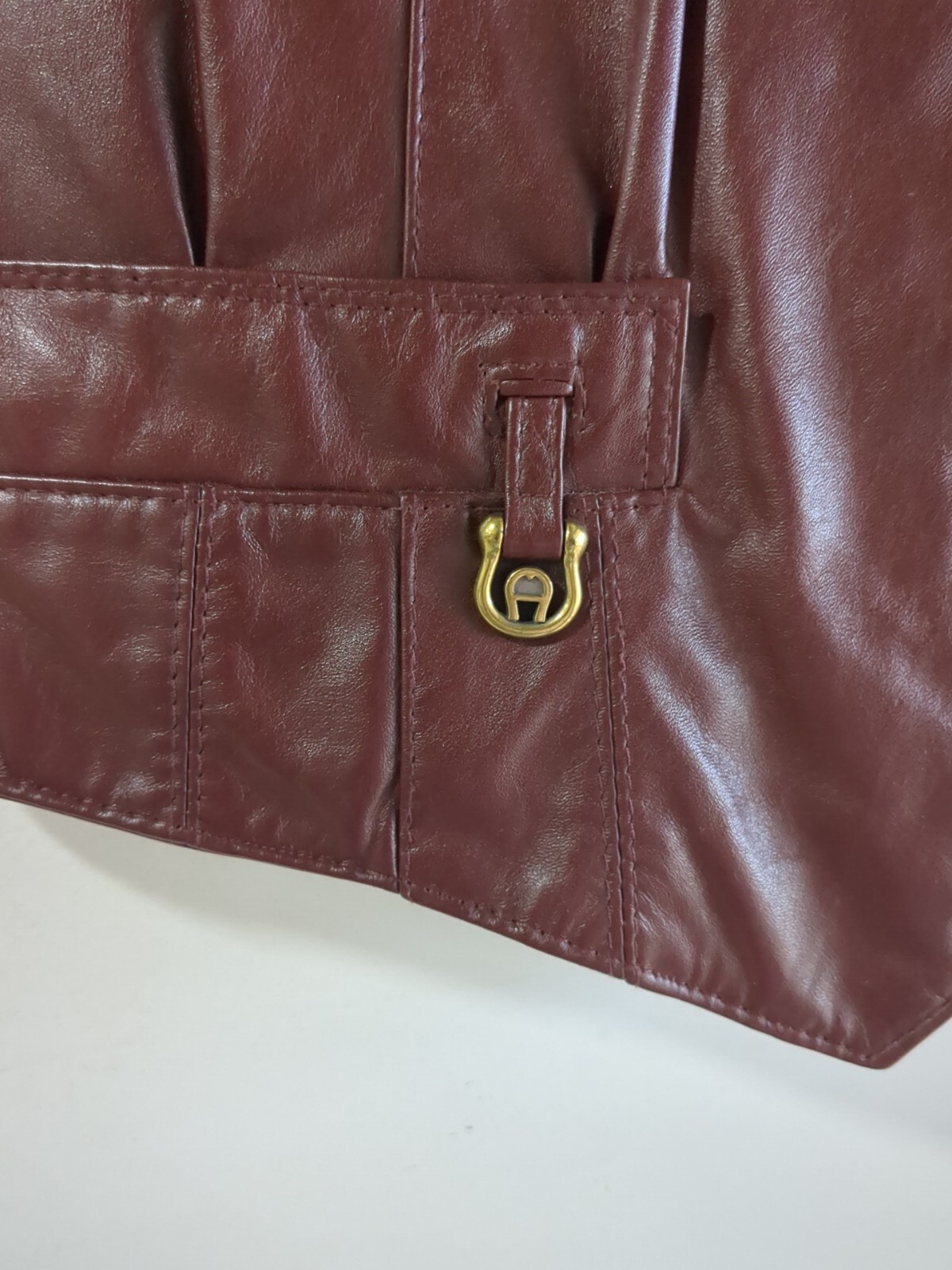 ETIENNE AIGNER Vintage 70’a Leather Vest Size 14 Oxblood Red With Hanger- READ