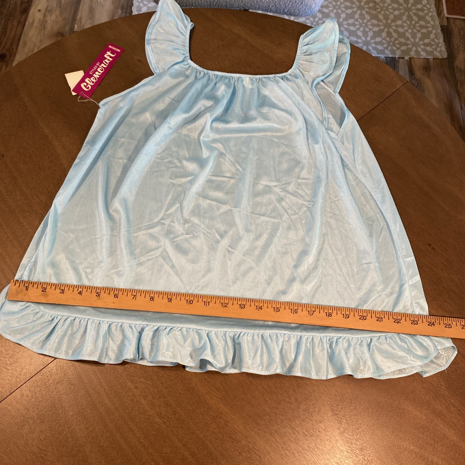 VTG Blue Nylon Babydoll Ruffled Nightie Granny Pantie Set NOS Sz.M (Lg. Panty)