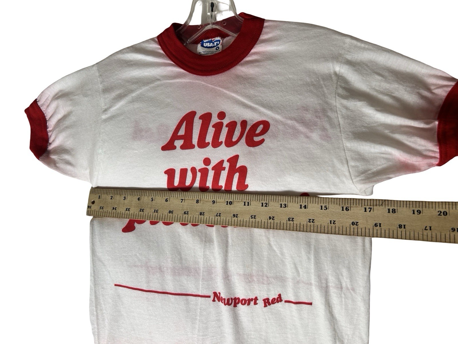80s Newport Cigarettes Ringer T-Shirt Sz M Red Alive Pleasure Single Stitch READ